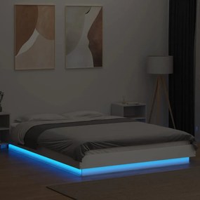 Estrutura cama c/ luzes LED 140x200 cm derivados madeira branco