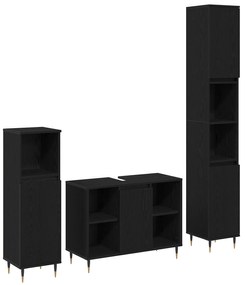 Conjunto de Móveis para Casa de Banho vidaXL 3 peças Carvalho Preto Ma