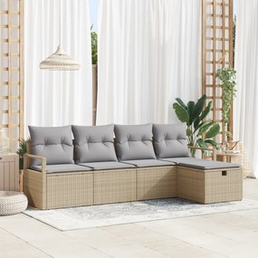 Conjunto de Sofá de Jardim vidaXL com Almofadas Bege em Rattan Poliést