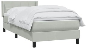 Cama com molas/colchão cinzento-claro 80x220 cm veludo