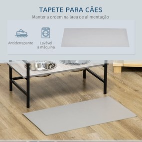 Comedouro Elevado para Cães com Altura Ajustável Comedouro para Cães com 2 Tigelas de 1100ml de Aço Inoxidável Tapete e Alimentador Lento 60x33x10-31,