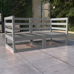 vidaXL Sofá de 2 lugares para jardim pinho maciço cinzento