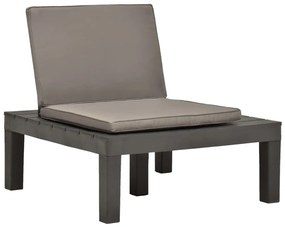 Cadeiras de jardim com almofadões 4 pcs plástico antracite