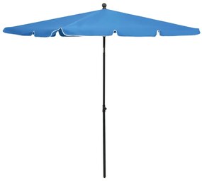vidaXL Guarda-sol de jardim com mastro 210x140 cm azul-ciano