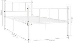 Estrutura de cama metal 90x200 cm branco