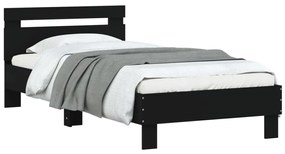 Estrutura de cama c/ cabeceira 90x190 cm deriv. madeira preto