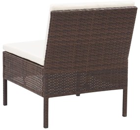 Conjunto lounge jardim c/ almofadões 6 pcs vime PE castanho