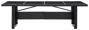 Mesa de jardim 240x90x74 cm vime PE e vidro preto