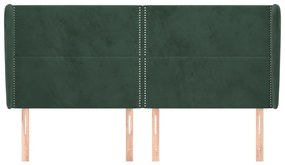 Cabeceira cama c/ abas veludo 163x23x118/128 cm verde-escuro