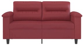 Sofá de 2 lugares 120 cm couro artificial vermelho tinto