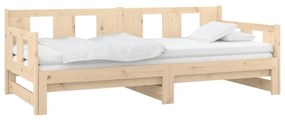 Sofá-cama de puxar pinho maciço 2x(90x190) cm