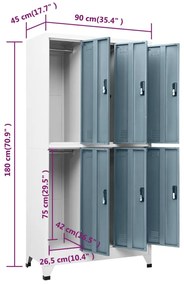 Cacifo aço 90x45x180 cm cinza-claro e cinza-escuro