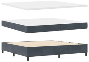 Cama Box Spring com Colchão e Banco Cinza Escuro 200x200 cm Veludo
