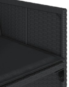 15 pcs conjunto de jantar p/jardim com almofadões vime PE preto