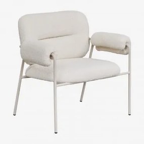 Pack De 2 Poltronas Em Tecido Bouclé Hanko Bouclé Branco - Sklum