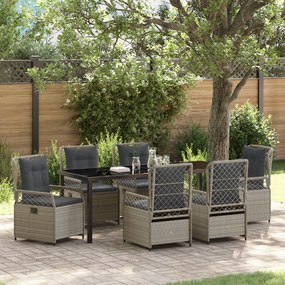 vidaXL Conjunto de Jantar de Jardim com 7 Peças Cinza Claro em Rattan Poliéster