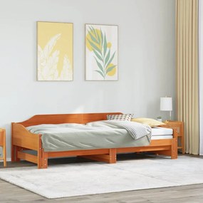 vidaXL Sofá-cama com gavetão sem colchões 90x190 cm castanho-mel