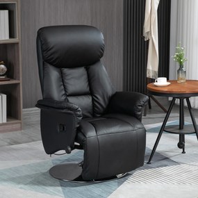 Poltrona de relaxamento reclinável e giratória com apoio para os pés ajustável, até 150 kg, para sala de estar, quarto, cinema em casa, preta