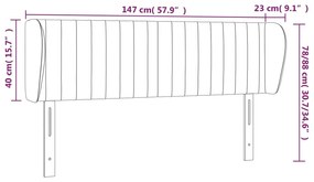 Cabeceira de cama c/ abas tecido 147x23x78/88cm cinzento-escuro