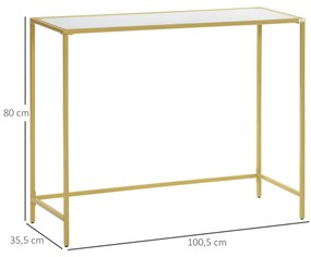Mesa Consola Mesa de Entrada com Vidro e Estrutura de Aço para Corredor Sala de Estar Estilo Moderno com Anti-Rolamento Carga Máxima 25kg 100,5x35x80c