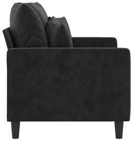 Sofá de 2 lugares veludo 120 cm preto