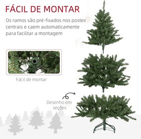 HOMCOM Árvore de Natal 150 cm Árvore de Natal Artificial com 220 Luzes