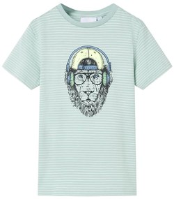 T-shirt para criança com riscas menta-claro 128
