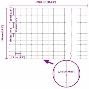 Cerca de Campo 1,4x25 m Aço Galvanizado