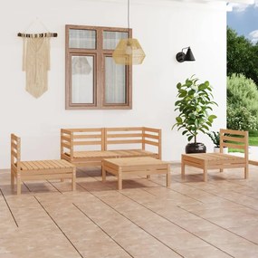 vidaXL 5 pcs conjunto lounge de jardim pinho maciço