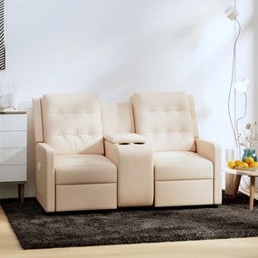 vidaXL Poltrona massagem 2 assentos reclinável c/ suporte copo creme