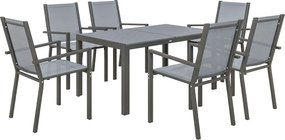 Outsunny Conjunto de Mesa e Cadeiras de Jardim de 7 peças com Cadeiras Empilháveis e Estrutura de Aço para Terraço Cinza Claro | Aosom Portugal