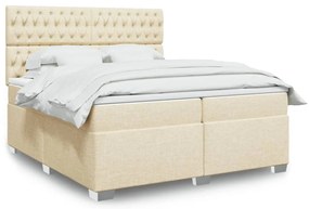 vidaXL Cama com molas/colchão 200x200 cm tecido cor creme