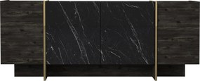 Aparador Veyron – Preto e Dourado, 180x46.6x75.5 cm – Design Moderno G