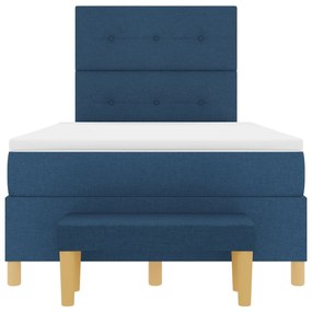 Cama Box com Colchão e Banco Azul 120x190 cm Tecido