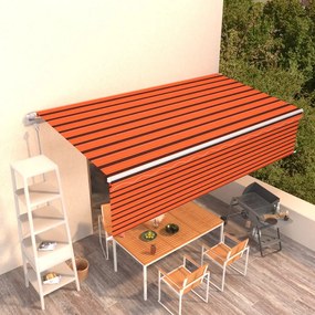 vidaXL Toldo retrátil automático com estore 6x3 m laranja e castanho