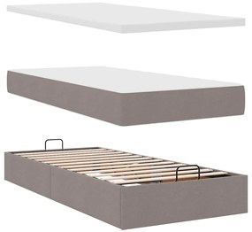 Estrutura de cama otomana com colchão tecido cinzento 100x200cm
