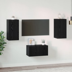 vidaXL Conjunto de móvel de TV 3 pcs Carvalho Preto 60 x 30 x 30.5 cm