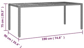 9 pcs conjunto de jantar p/ jardim c/ almofadões vime PE preto