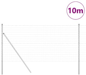 Cerca Euro com 7 Postes 1.4x10 m de Aço Galvanizado