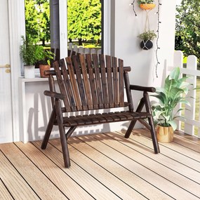Banco de Jardim para 2 Pessoas, 115 x 80 x 106 cm, Encosto Alto, Castanho