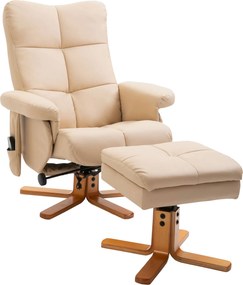 HOMCOM Poltrona Relax Reclinável com Apoio de Pés, 10 Pontos de Massagem, Giratória, Comando à Distância, Bolso Lateral, Creme | Aosom Portugal