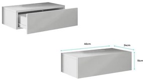 Mesa de Cabeceira de Parede SKÖLD - Branco - Design Moderno