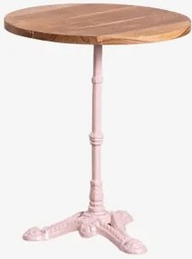 Mesa De Bar Redonda Em Madeira De Acácia Azteca Ø60 Cm & Madeira De Acácia - Rosa Algodão Doce - Sklum
