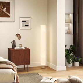 Candeeiro de pé moderno em coluna com luz suave, 40 W, 14 L x 14 L x 120 A cm, aço inoxidável branco