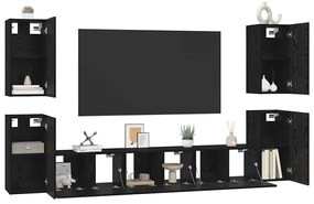 Conjunto de móvel de TV 7 pcs Carvalho preto Madeira processada