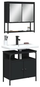 vidaXL 2 pcs conjunto móveis casa de banho derivados de madeira preto