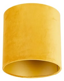 Abajur de veludo amarelo 20/20/20 com interior dourado