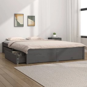 Estrutura de cama com gavetas 120x200 cm cinzento