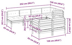 8 pcs conj. sofás jardim c/ almofadões madeira pinho impregnada