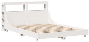 Cama sem colchão 135x190 cm madeira de pinho maciça branco